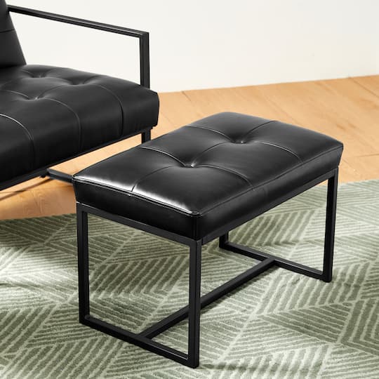 Glitzhome® Modern Thick Leatherette Accent Stool
